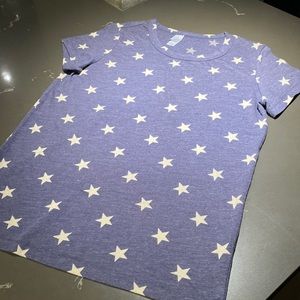 Blue and White Star Short Sleeved Patterned T-Shirt